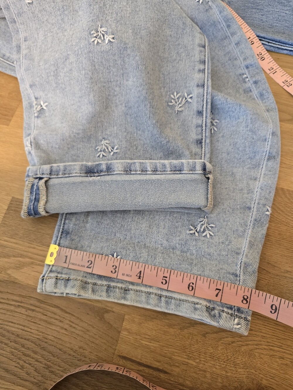 LAST PAIR! Risen Jeans High Rise Leaf Embroidered Barrel Jeans 9/29 NWT - Picture 15 of 16